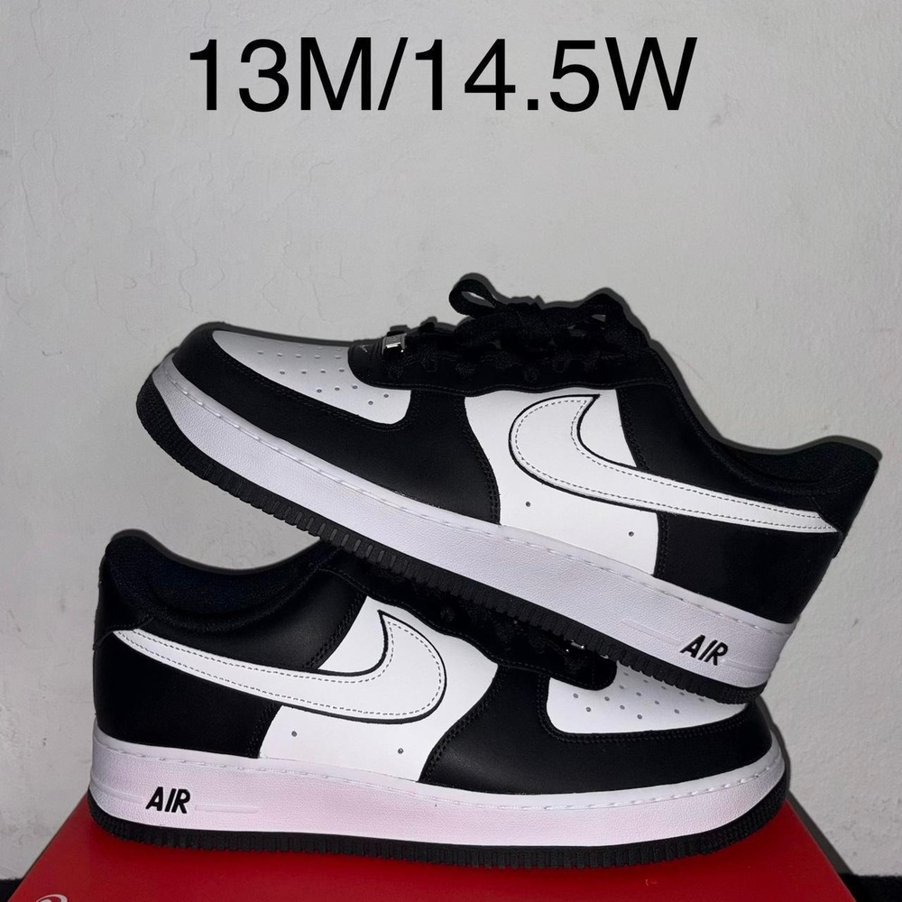 Nike Air Force 1 Low 07' white swoosh Panda size 13M Brand New DV0788-001